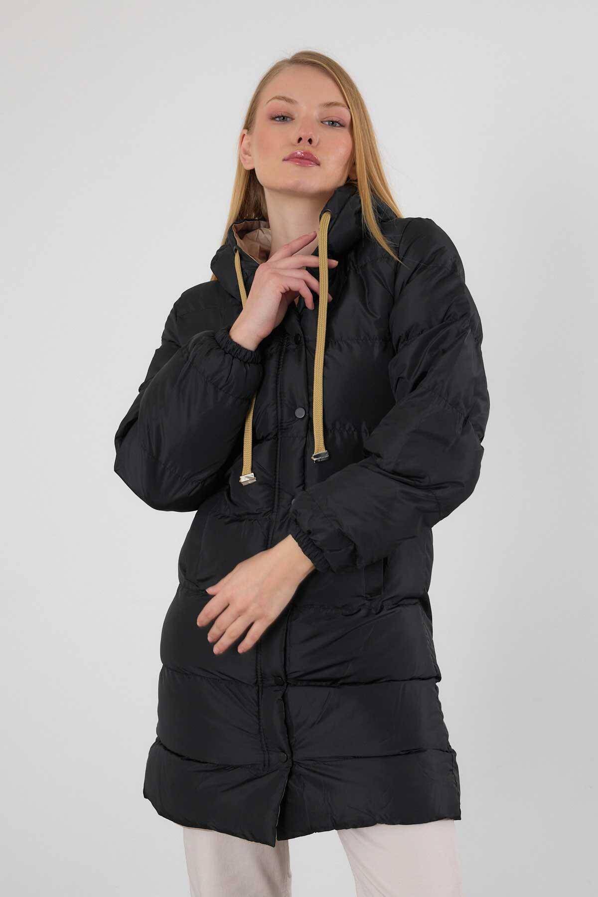 0021-1 Çift Renkli Oversize Mont Bej - 8