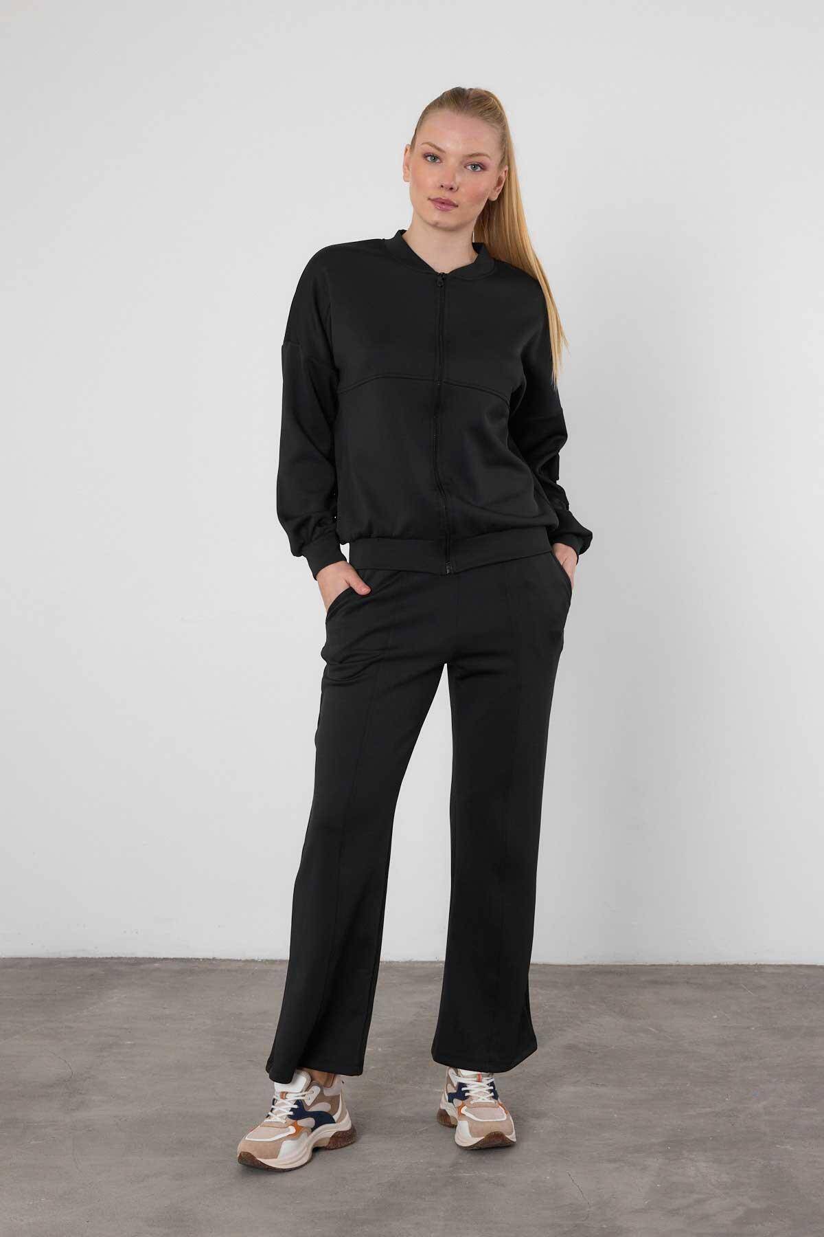 1027 Dalgıç Fermuarlı Takım Siyah - Stilay