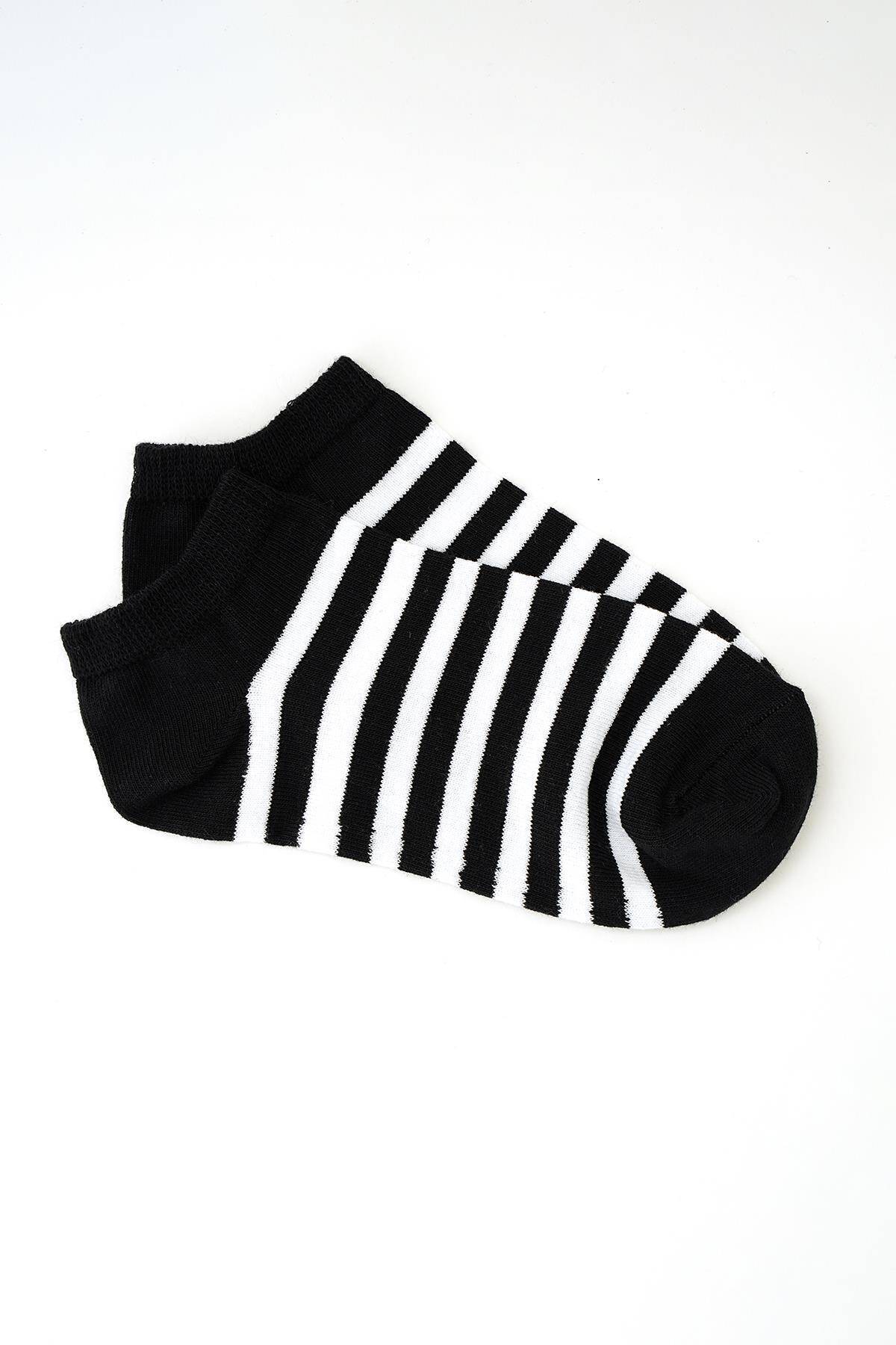 1053 Çizgili 3'lü Çorap Renkli - 4
