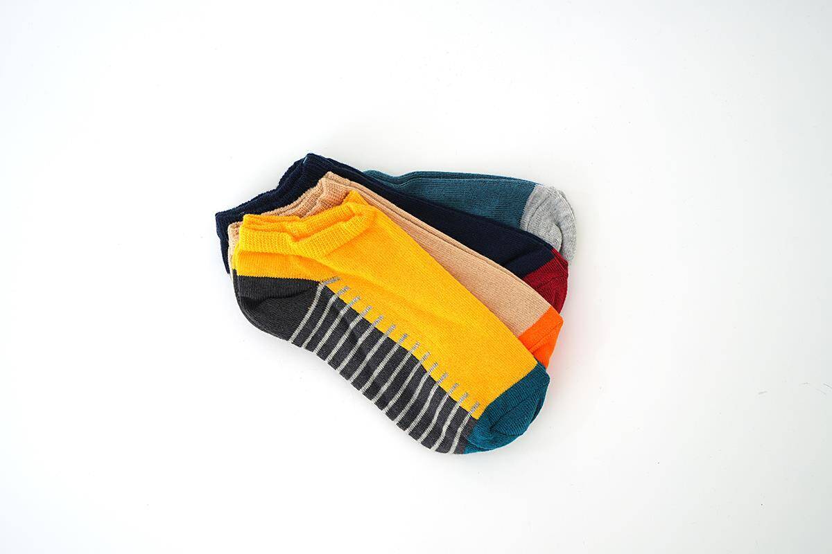 1074 Blok Renk 4'lü Patik Çorap Renkli - Stilay