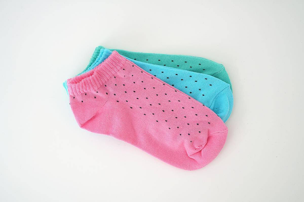 1080 Nokta Desen 3'lü Patik Çorap Renkli - Stilay