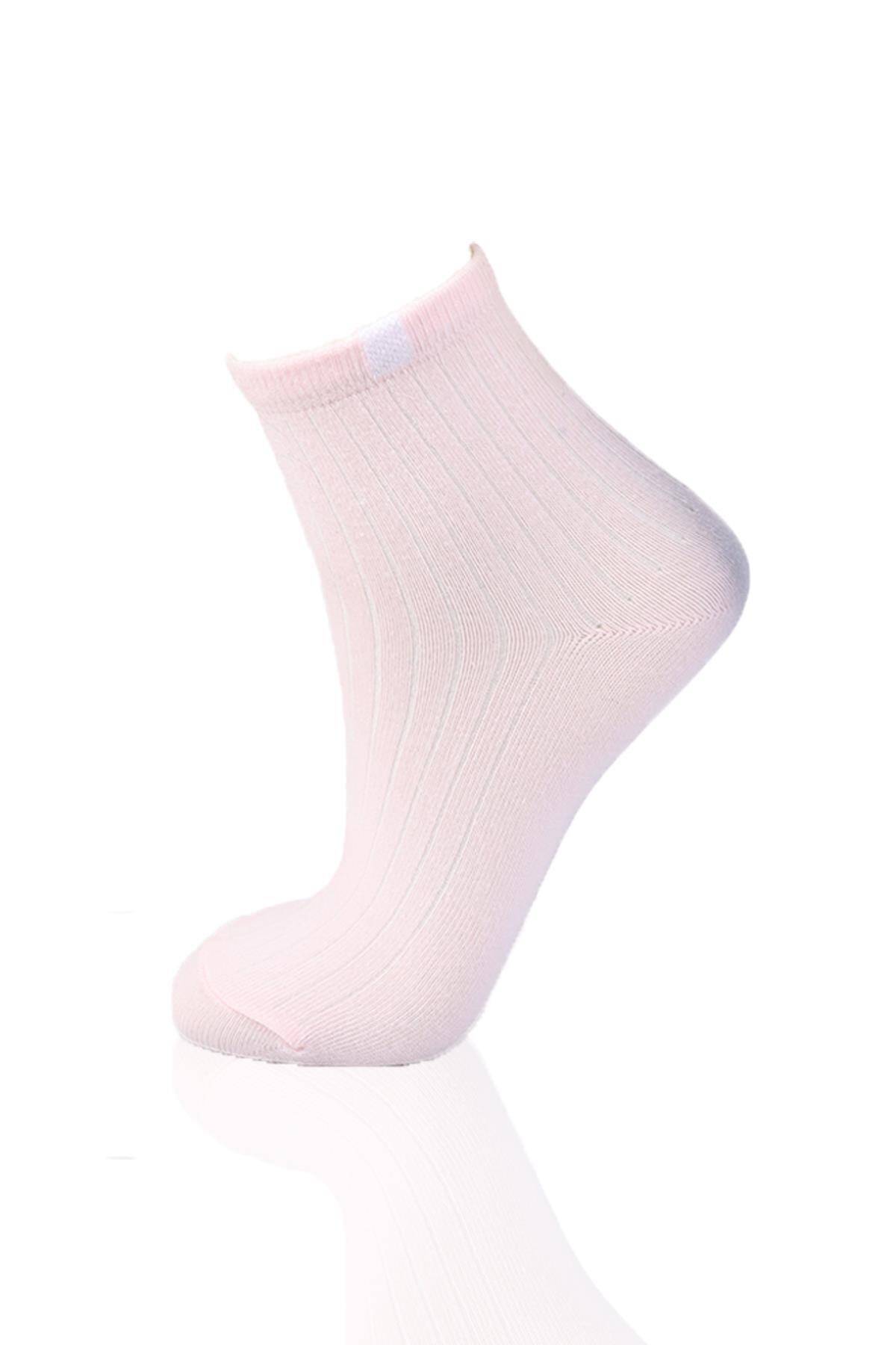 1107 Yarım Konç 3'lü Çorap Mavi-Pembe-Beyaz - 3