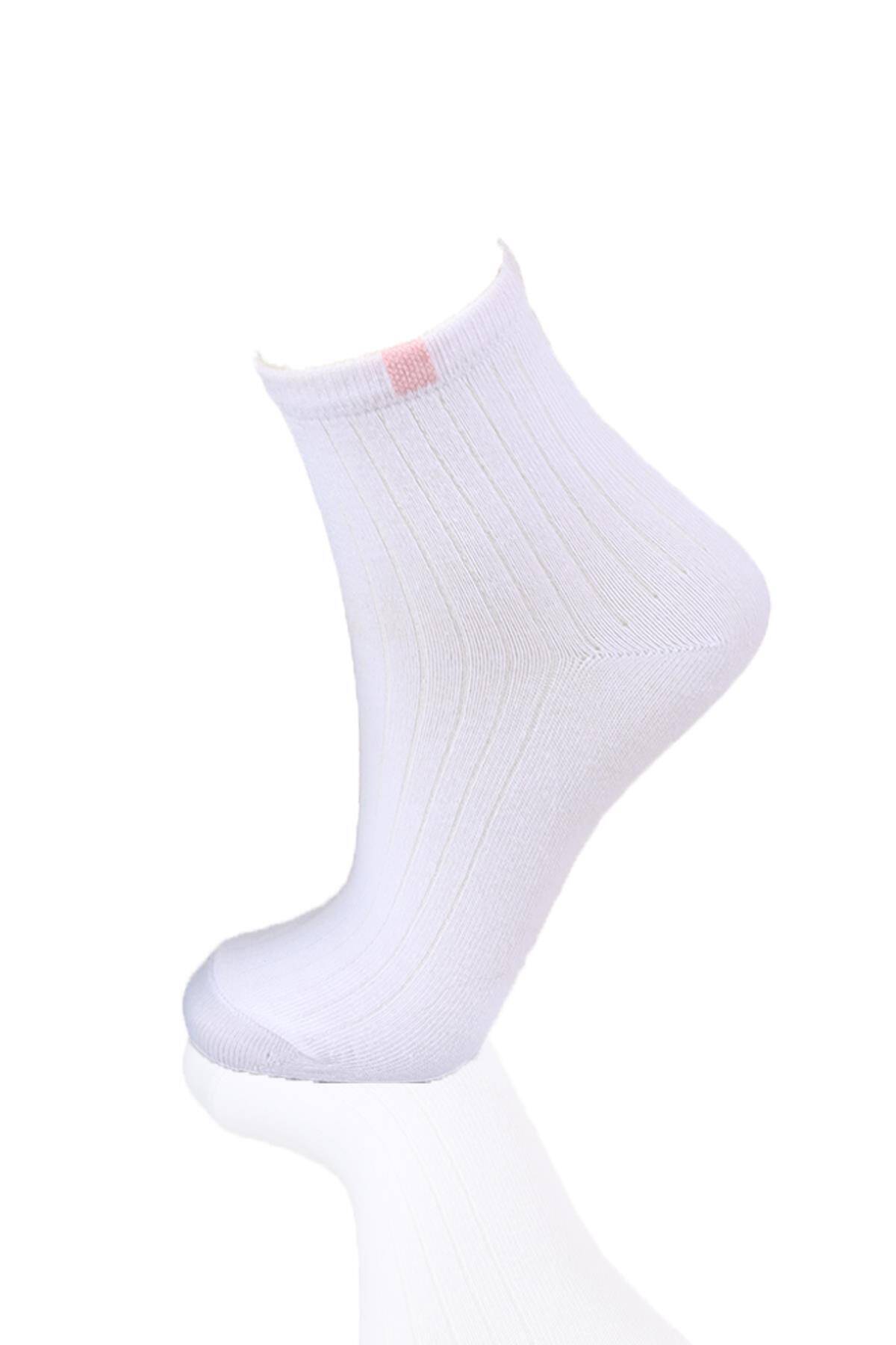 1107 Yarım Konç 3'lü Çorap Mavi-Pembe-Beyaz - 4