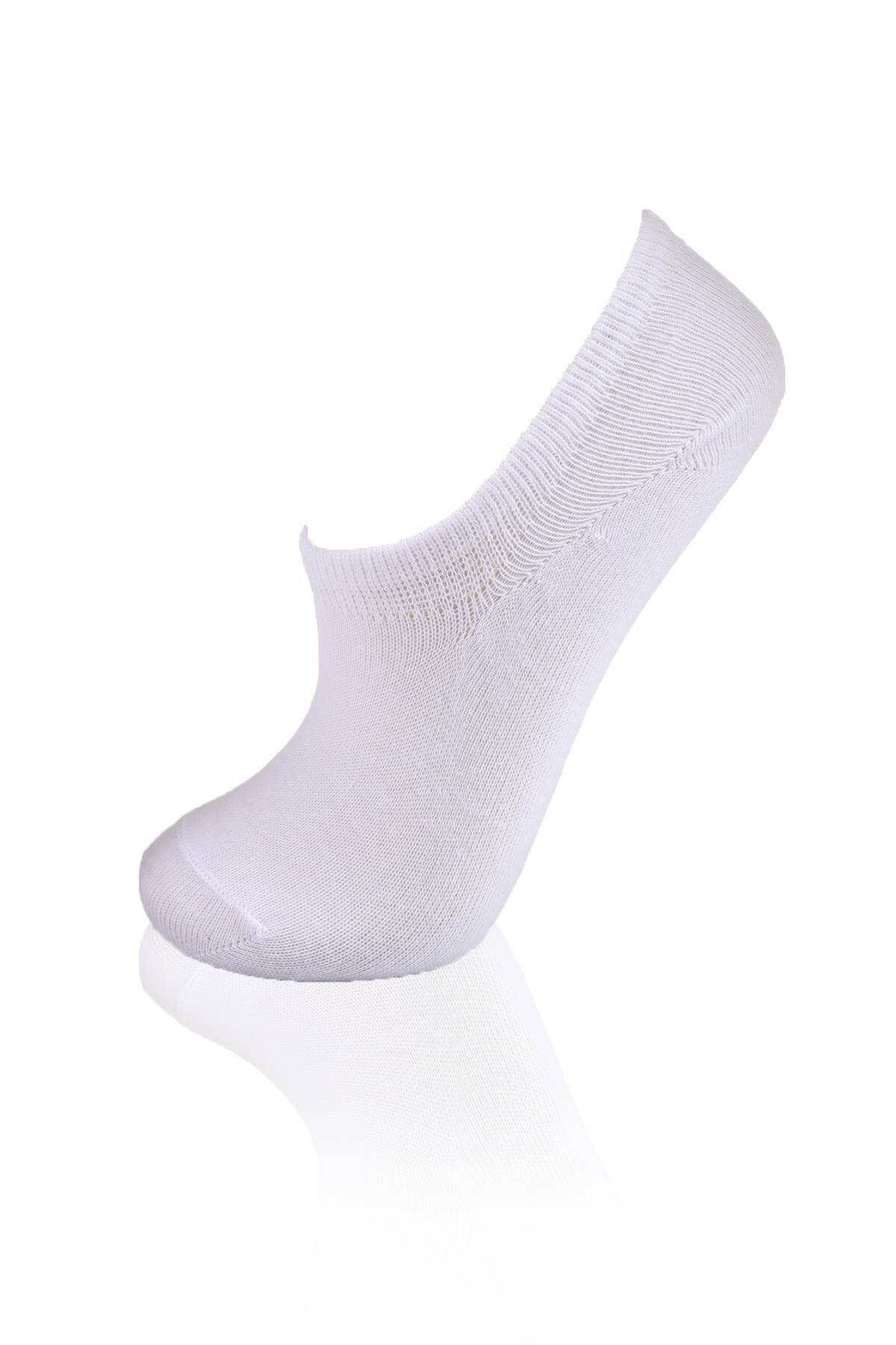 1108 Yuvarlak Lastik 3'lü Sneaker Çorap Beyaz - Stilay