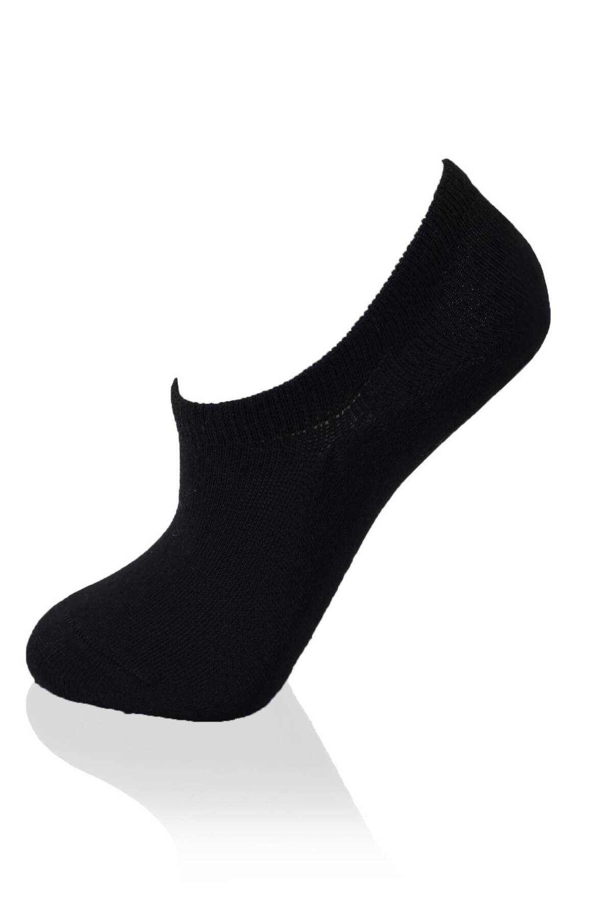 1108 Yuvarlak Lastik 3'lü Sneaker Çorap Siyah - Stilay