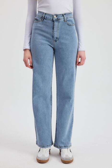 11104 Likralı Bol Paça Pantolon Buz - Stilay