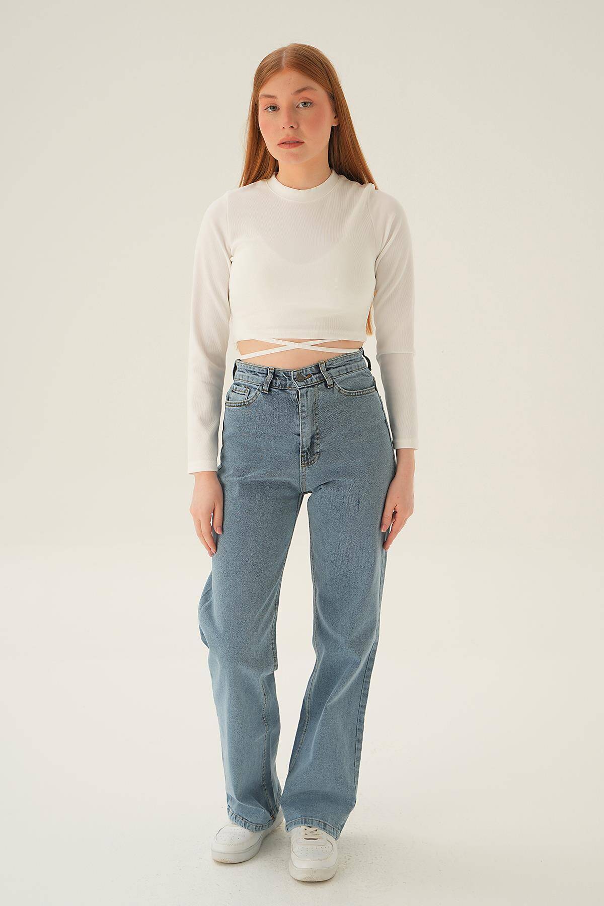 11201 Yüksek Bel Bol Paça Jean Buzkar - Stilay