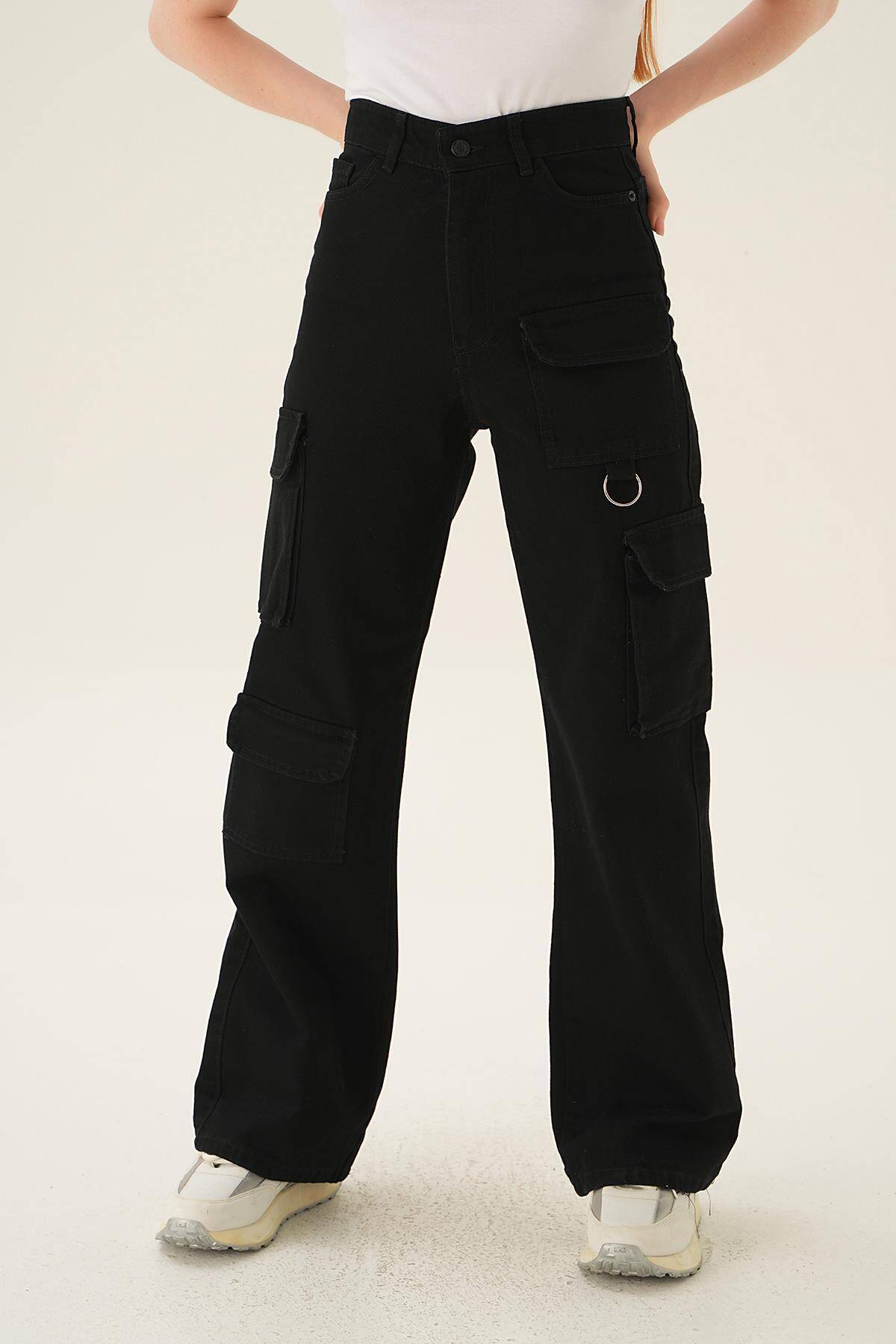 13100 Kargo Cep Detay Jean Siyah - Stilay