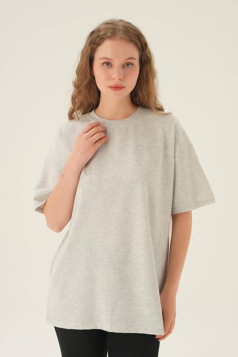 1633 Oversize Tişört Gri - Stilay