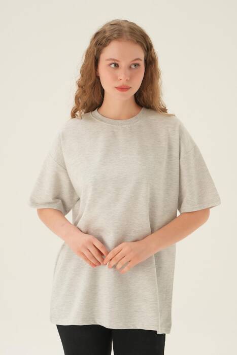 1633 Oversize Tişört Gri - Stilay