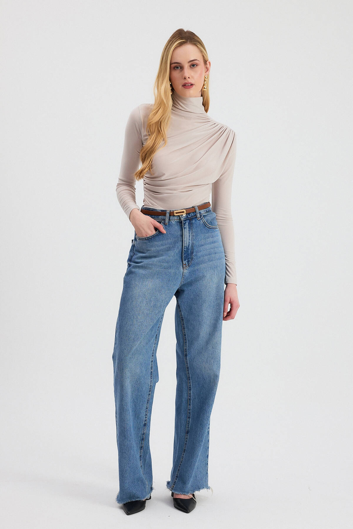 20059 Büzgü Detay Sandy Bluz Taş - Stilay