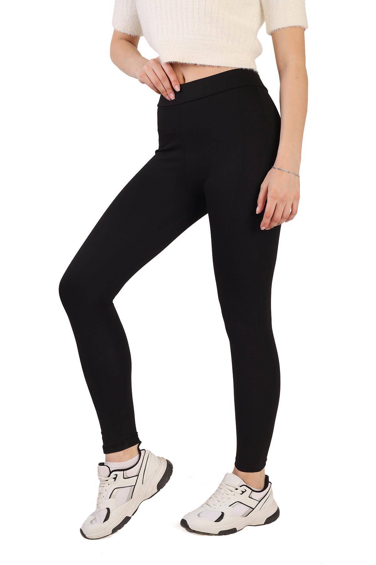 2060 Ottoman Şeritli Tayt Siyah - Stilay