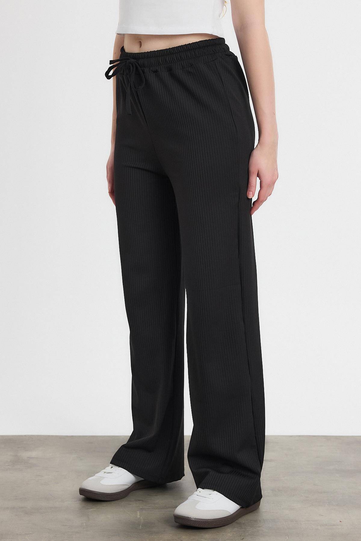 2111 Bel Lastikli Pantolon Siyah - Stilay