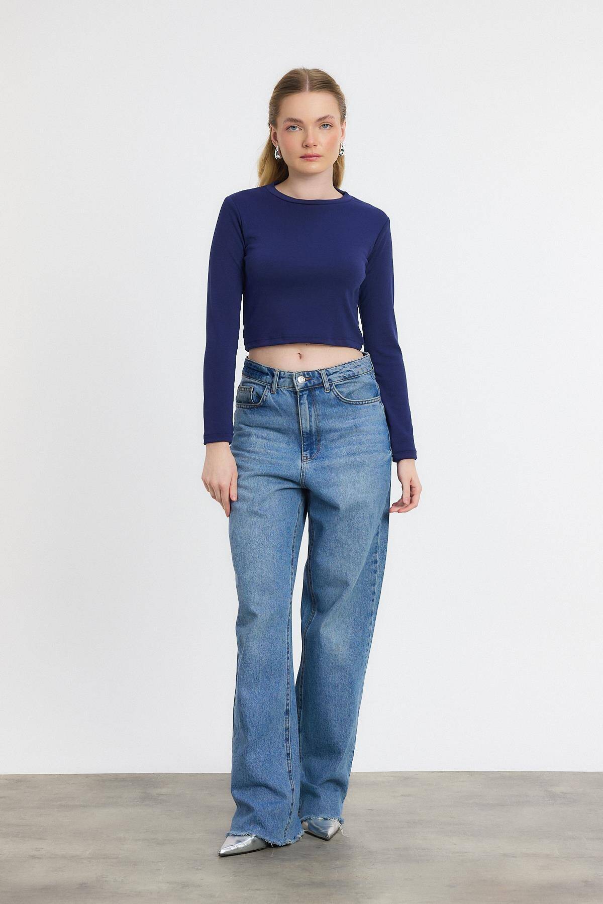 2132 Bisiklet Yaka Bluz Laci - Stilay