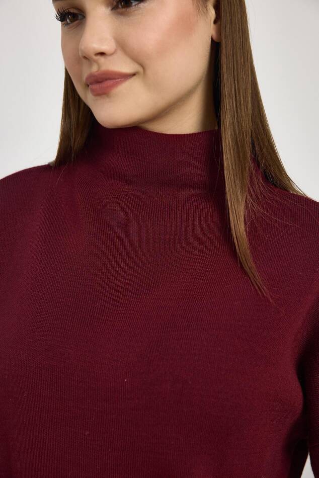 23374 Tam Boğaz Triko Kazak Bordo - 4
