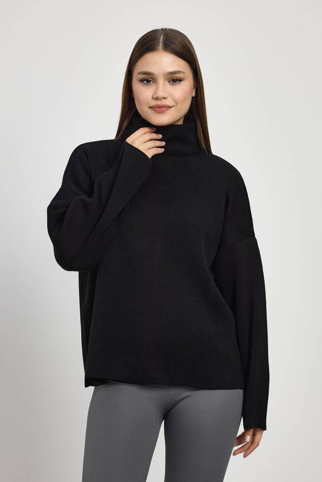 23374 Tam Boğaz Triko Kazak Siyah - 3
