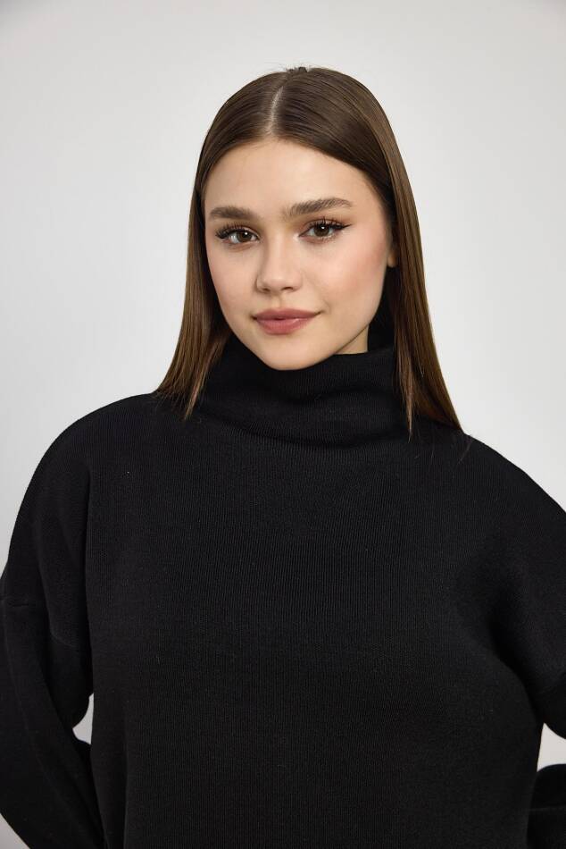 23374 Tam Boğaz Triko Kazak Siyah - 4