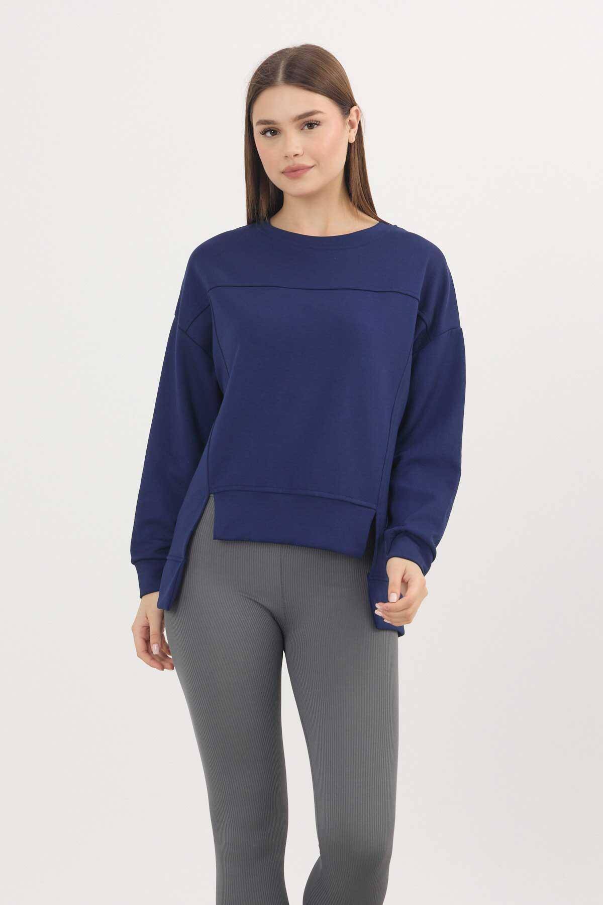 3000 Bisiklet Yaka Parçalı Sweat Laci - Stilay