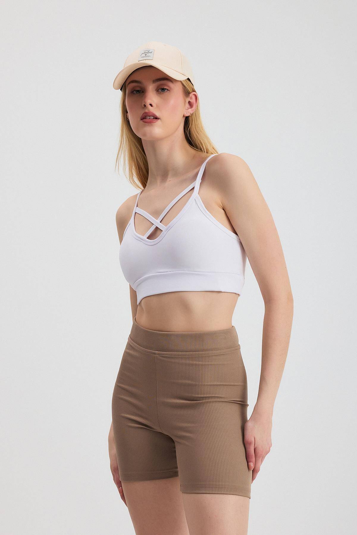 3002 Arka Çapraz Detay Büstiyer Beyaz - Stilay