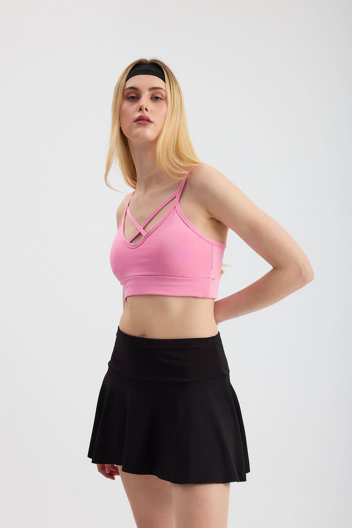 3002 Arka Çapraz Detay Büstiyer Pembe - 2