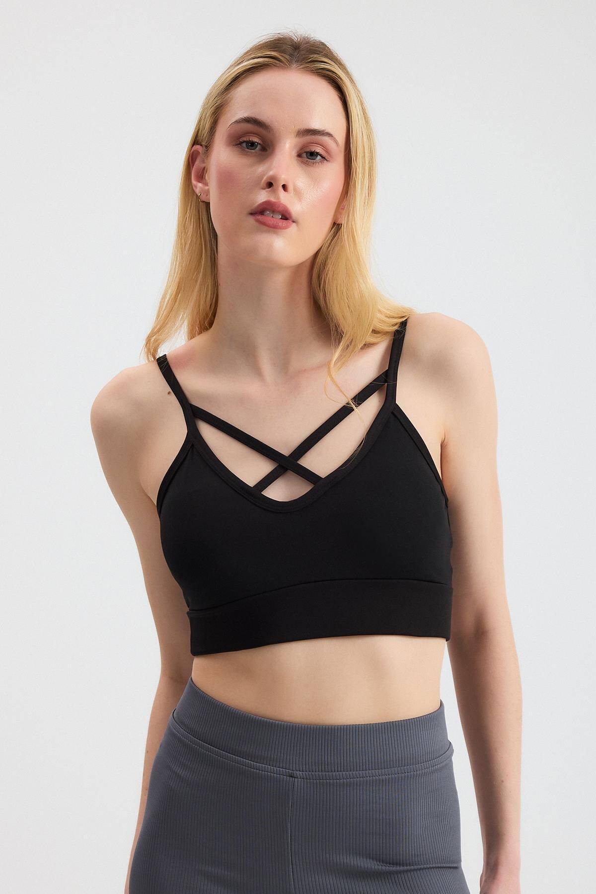 3002 Arka Çapraz Detay Büstiyer Siyah - Stilay