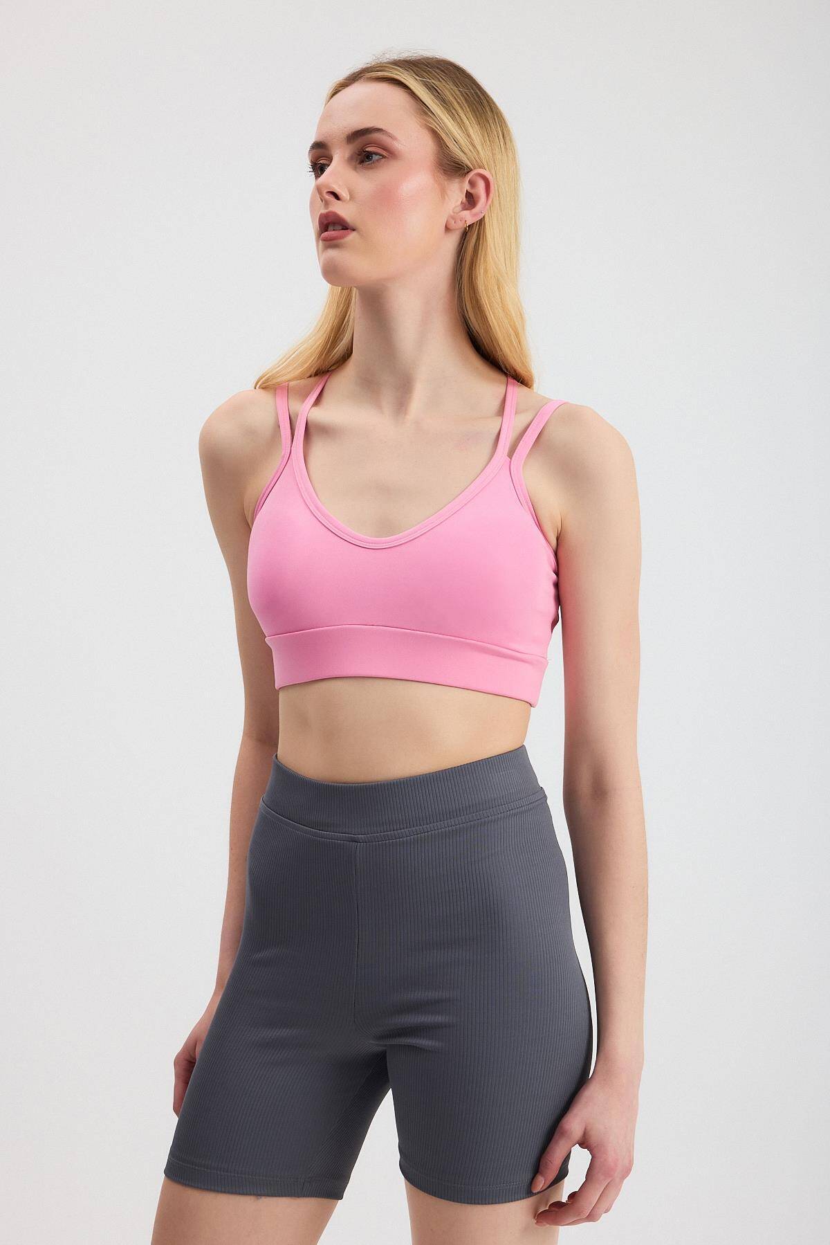3005 Arka Çapraz Büstiyer Pembe - Stilay