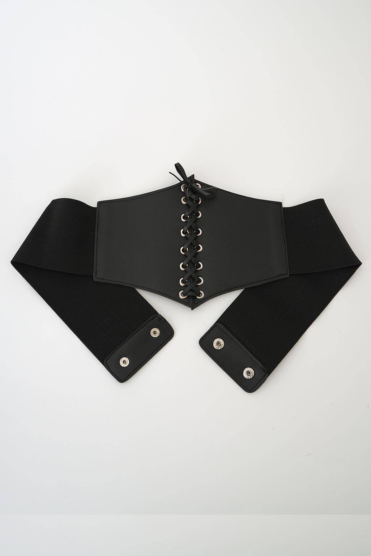 301 Bağcıklı Korse Kemer Siyah - Stilay