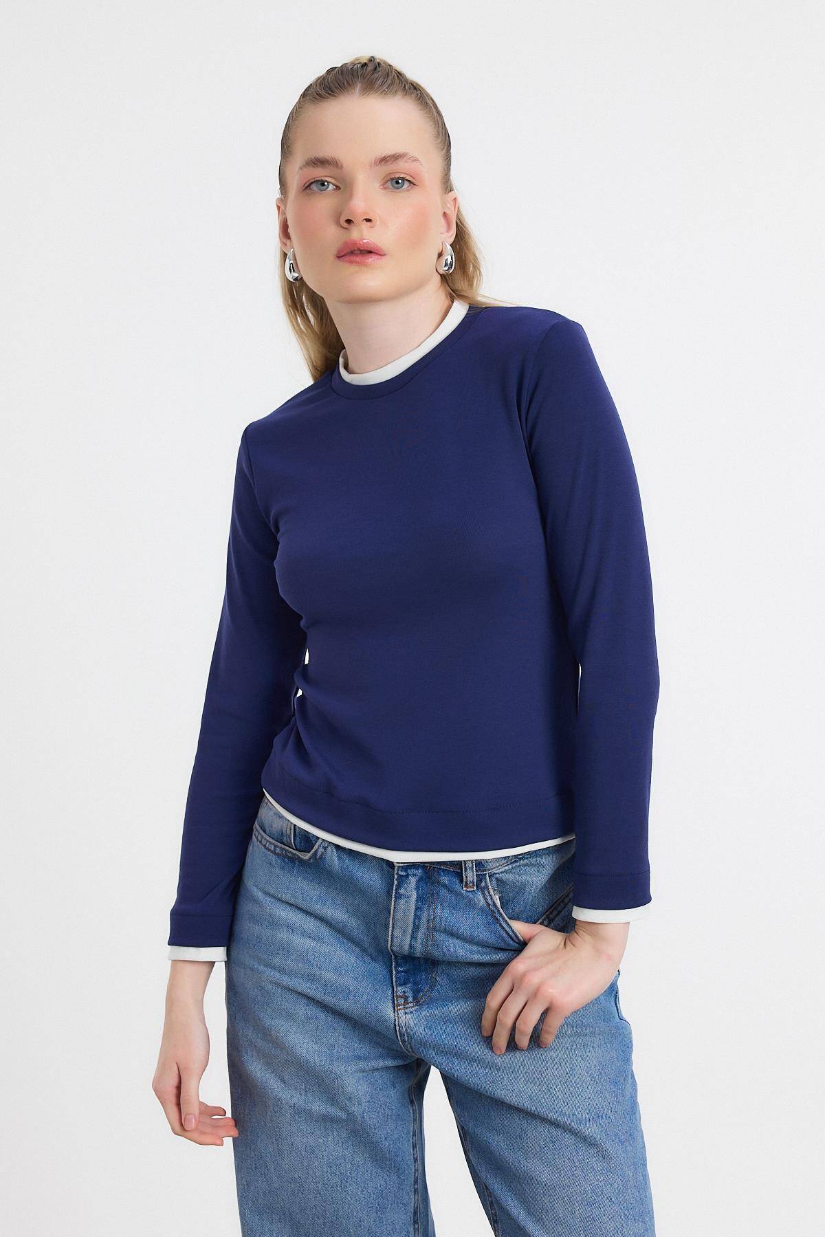 3011 Ribana Detay Uzun Kollu Bluz Laci - Stilay