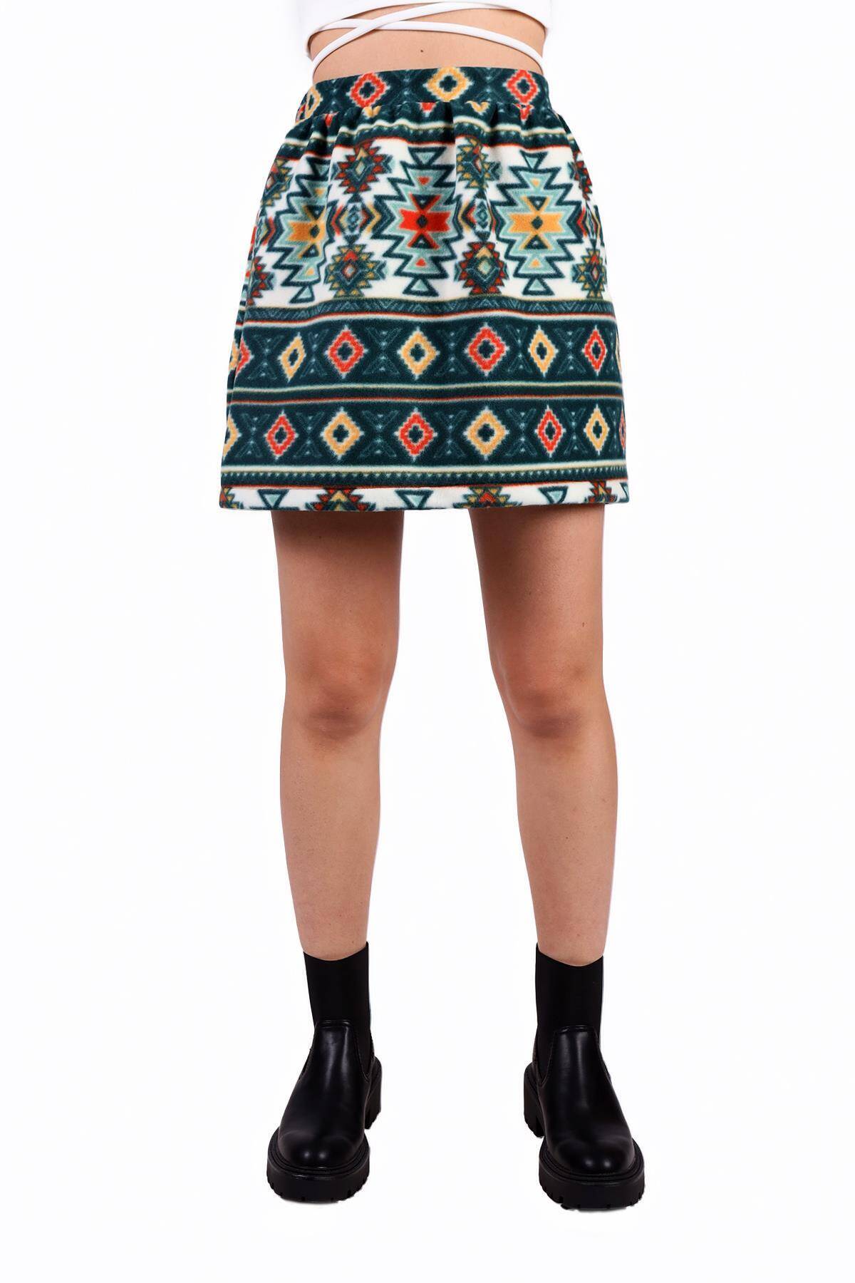 3027A Desenli Etek Zümrüt - Stilay