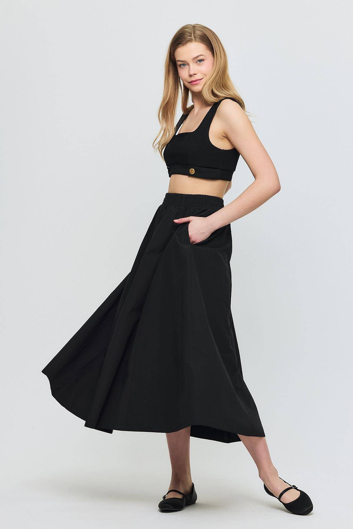 3950 Cep Detay Mevlana Etek Siyah - Stilay