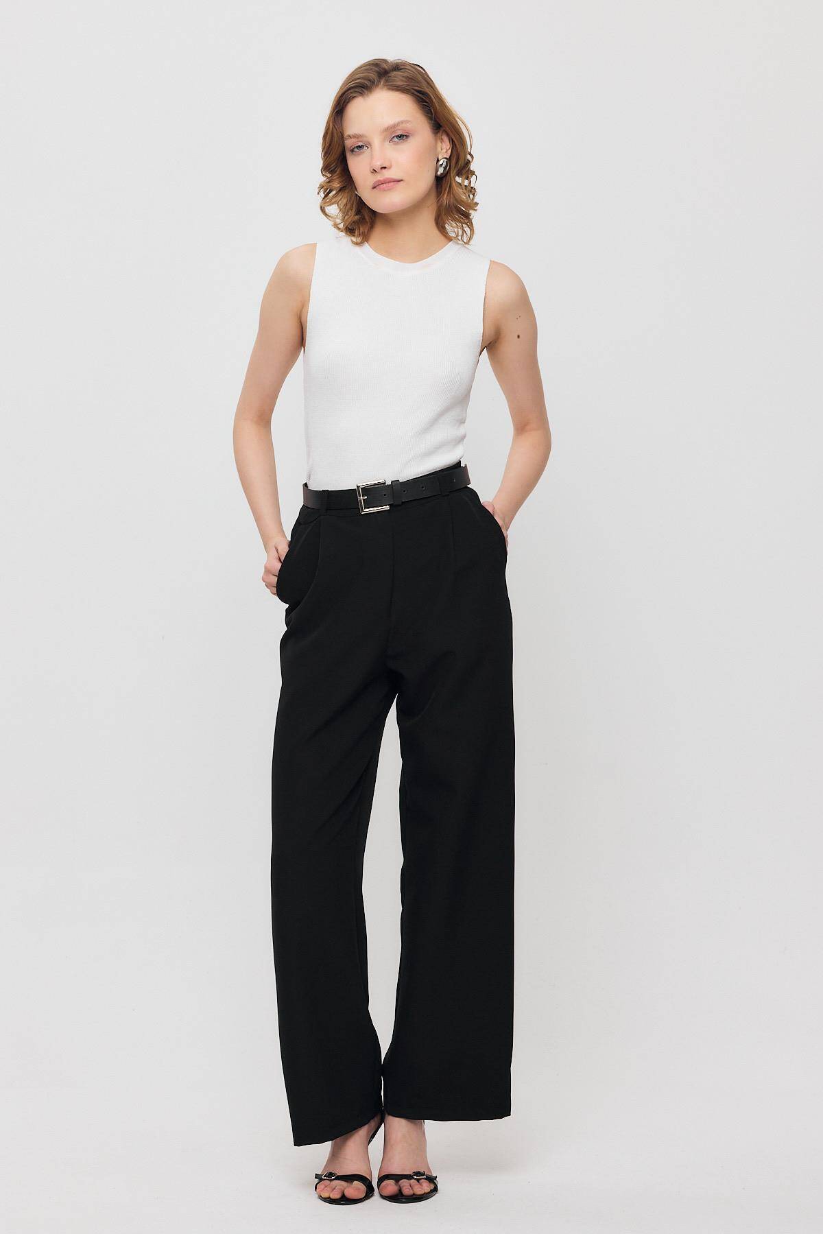 4003A Pens Detay Pantolon Siyah - Stilay