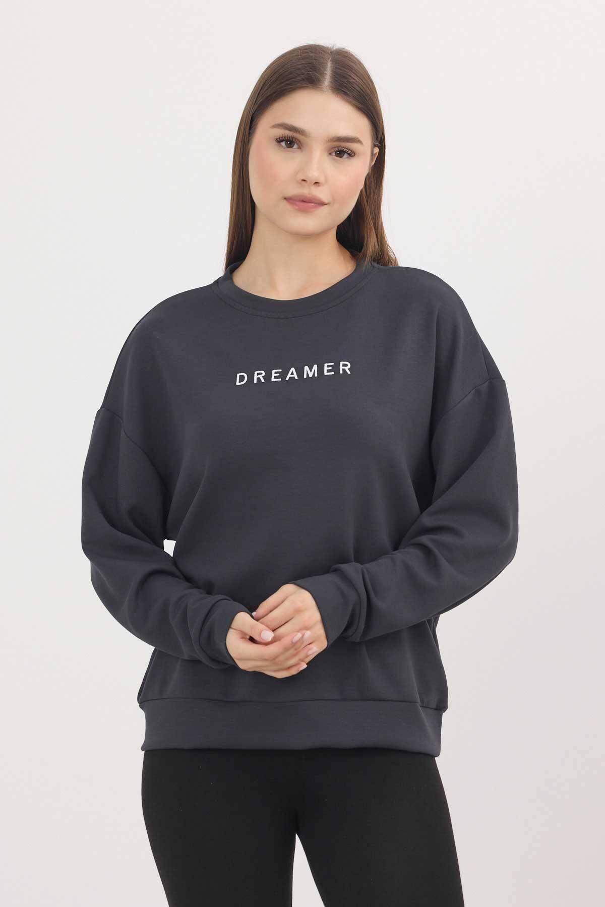 4004 Dreamer Nakış Detay Sweat Antrasit 