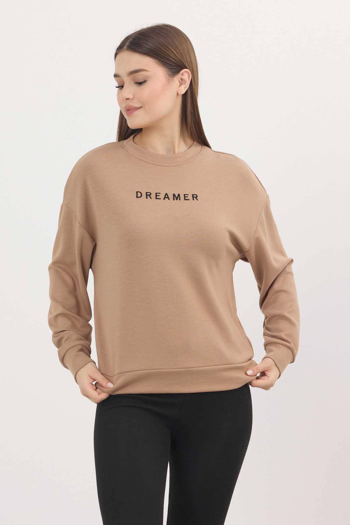 4004 Dreamer Nakış Detay Sweat Camel - 7