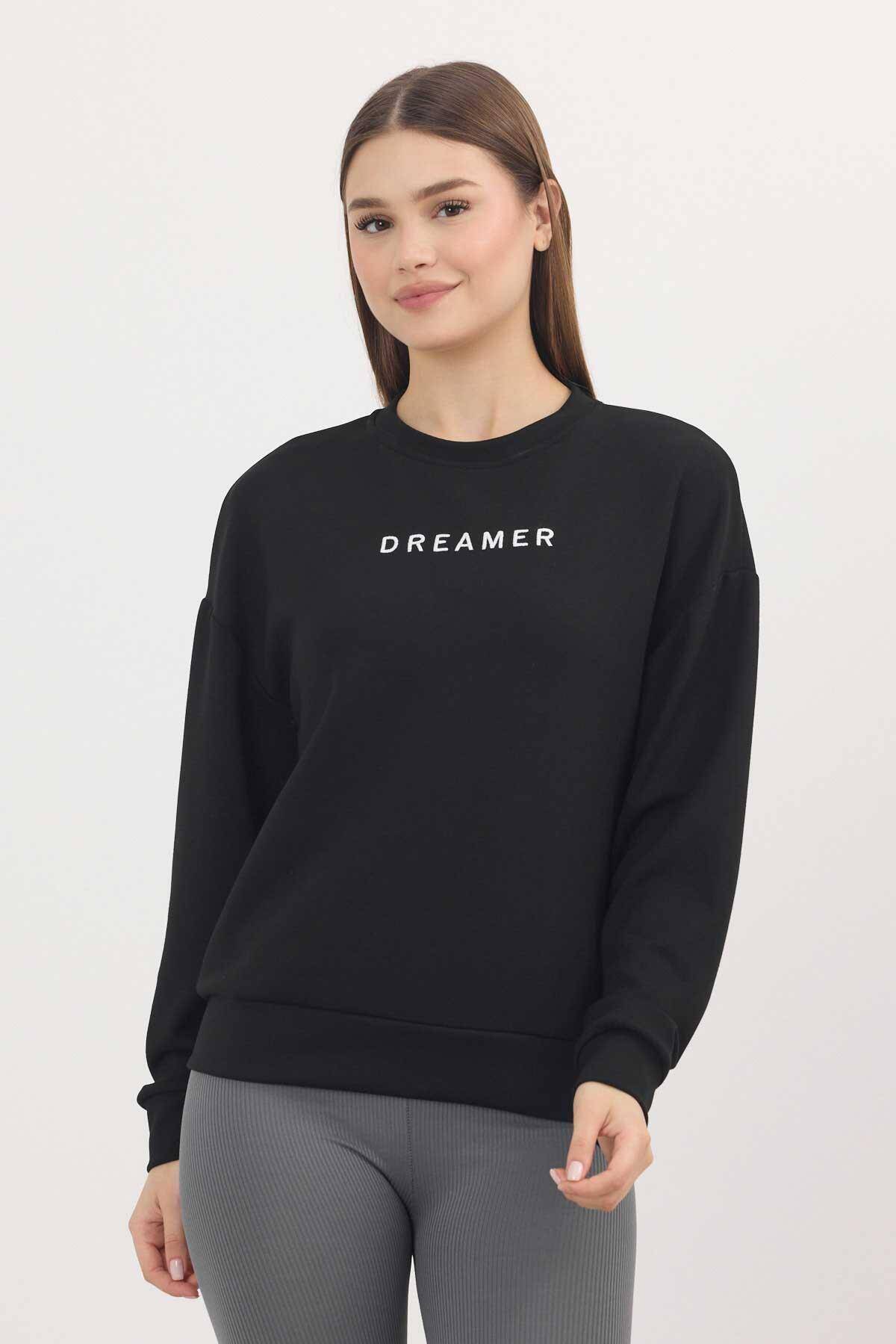 4004 Dreamer Nakış Detay Sweat Siyah 