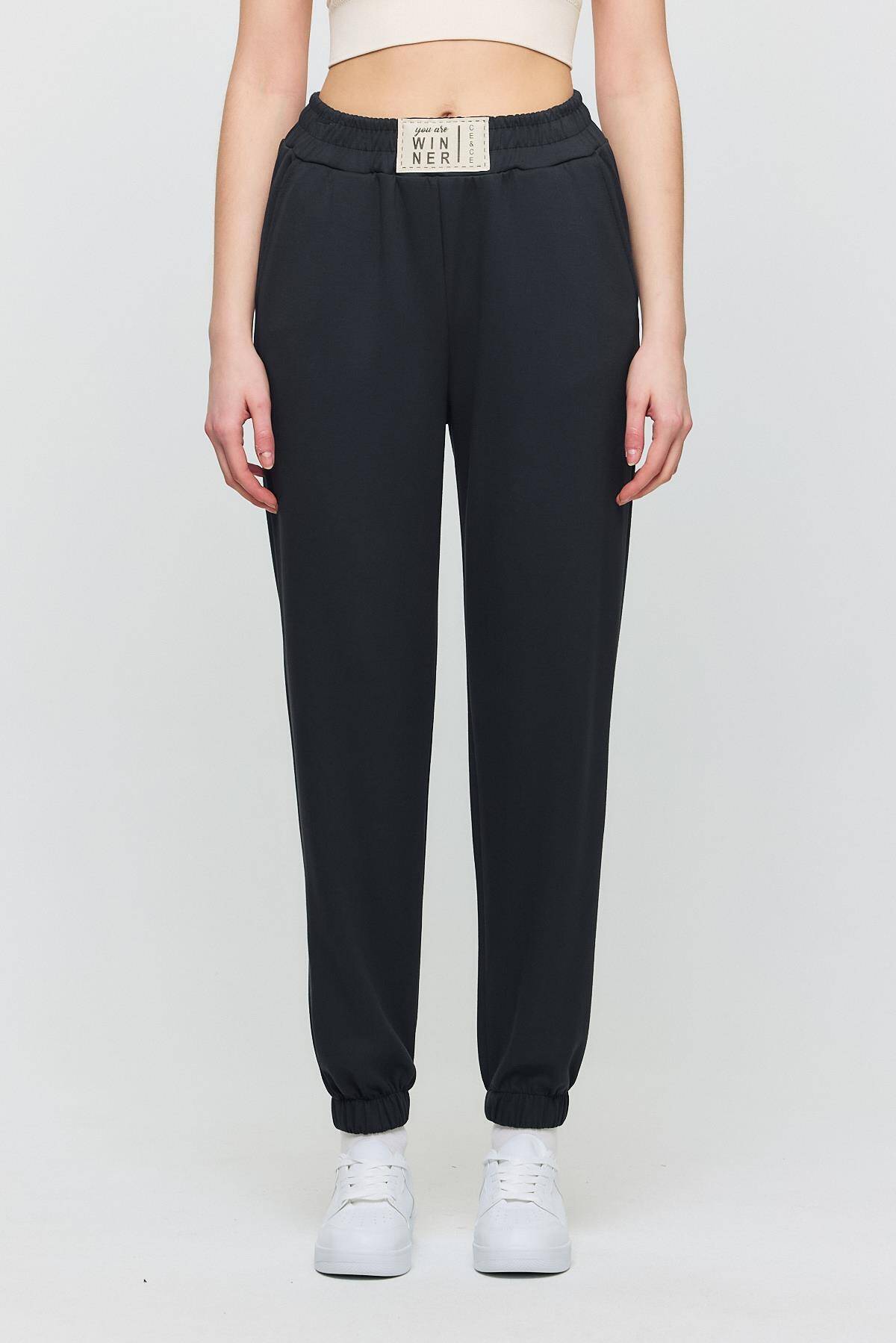 4011 Ön Aksesuar Detay Eşofman Füme - Stilay