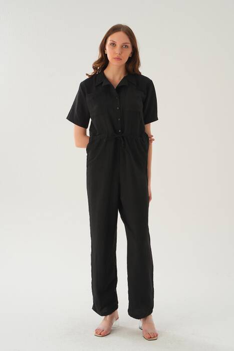 4057 Kendinden Kemerli Tulum Siyah - Stilay