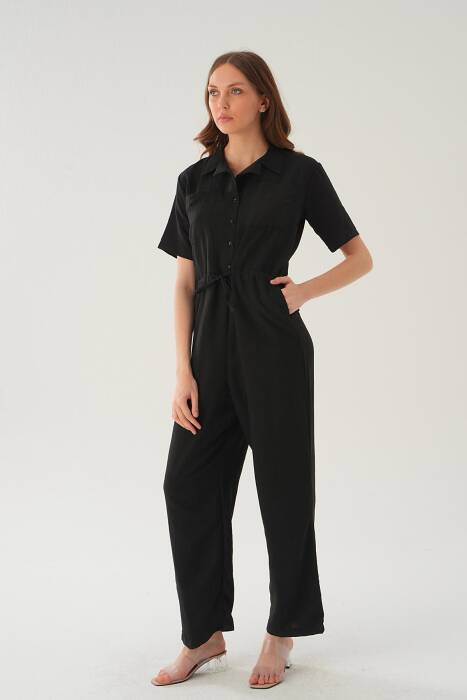 4057 Kendinden Kemerli Tulum Siyah - Stilay