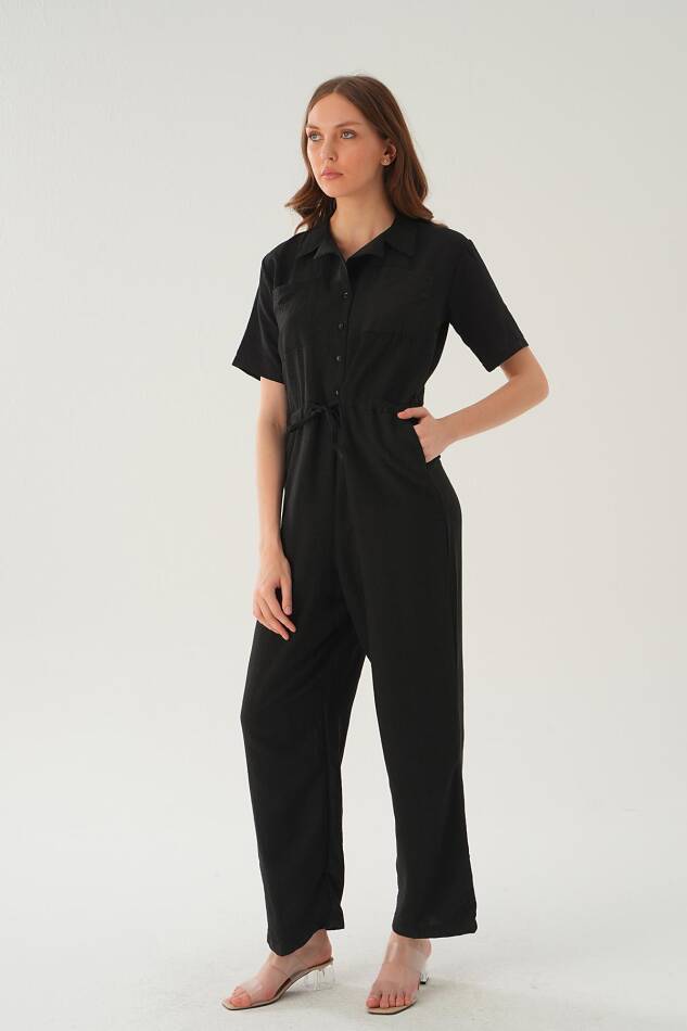 4057 Kendinden Kemerli Tulum Siyah - 2