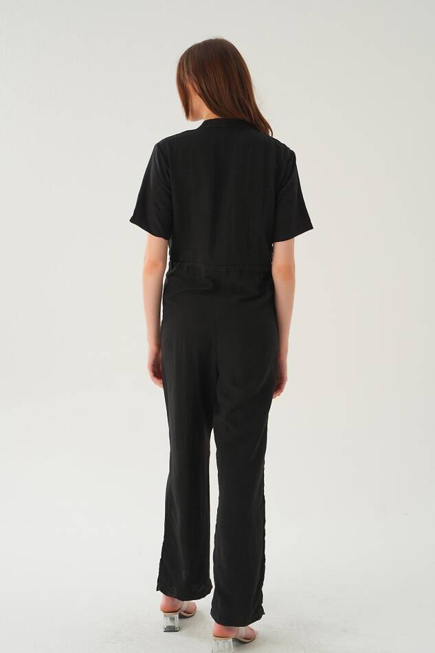 4057 Kendinden Kemerli Tulum Siyah - 5