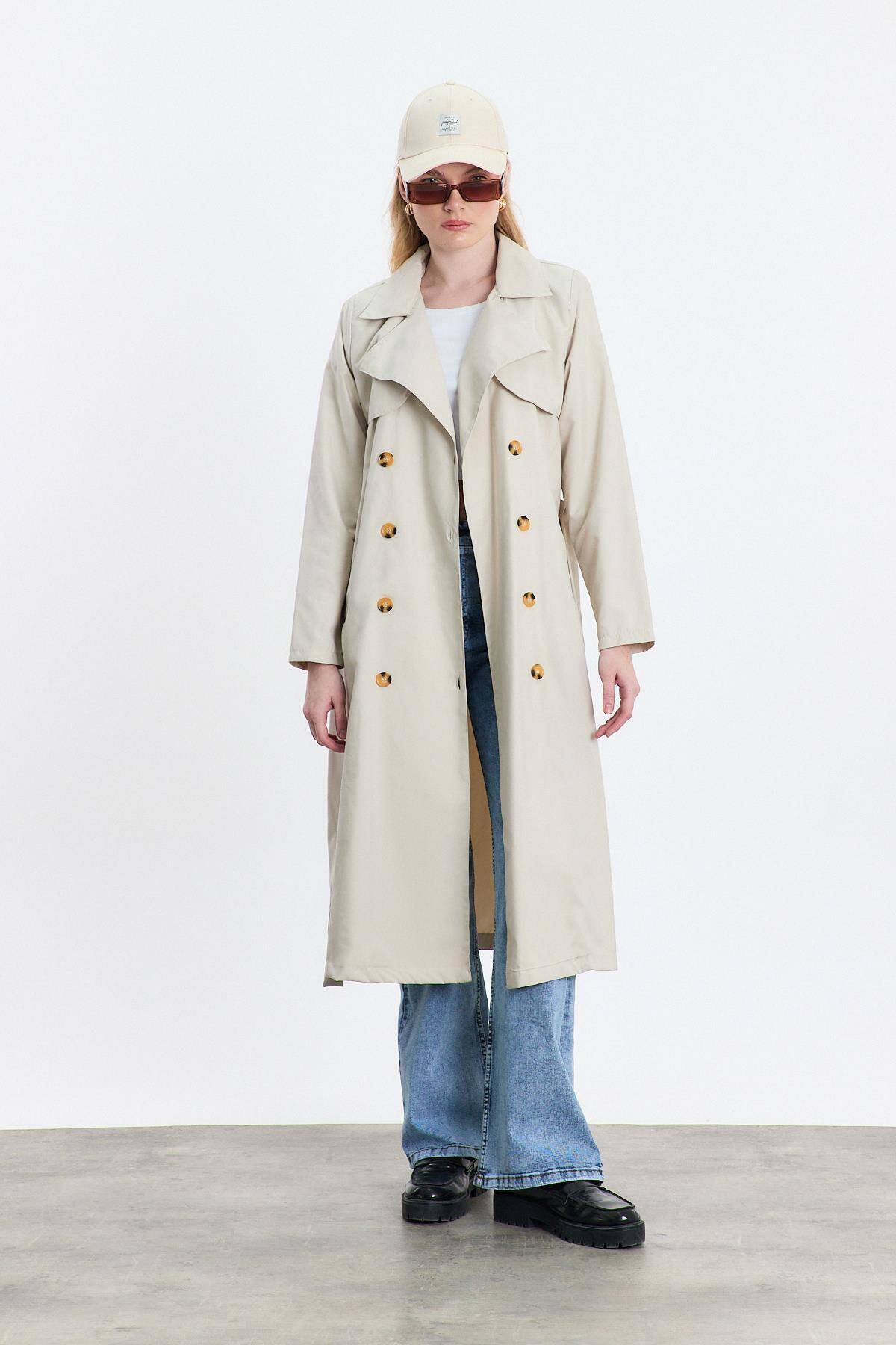 4104A Parçalı Trençkot Taş - 6