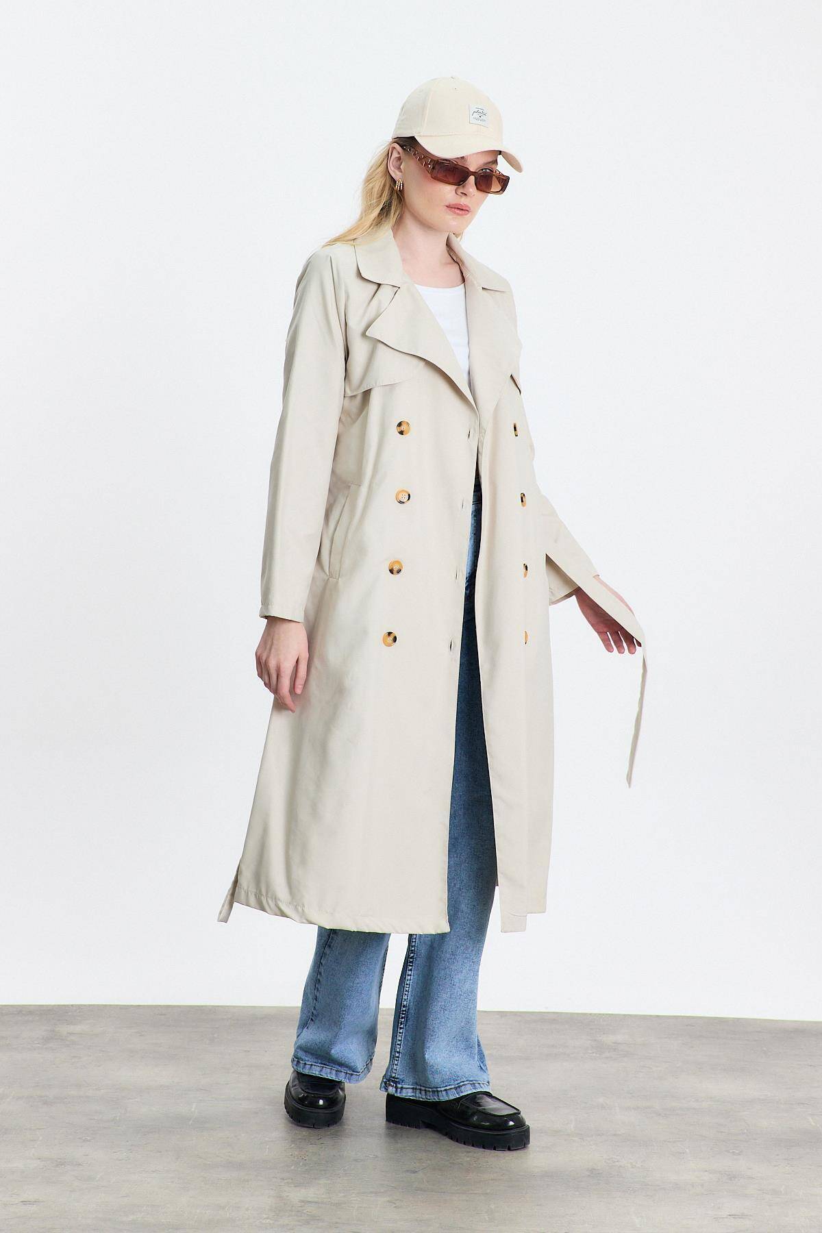 4104A Parçalı Trençkot Taş - 7