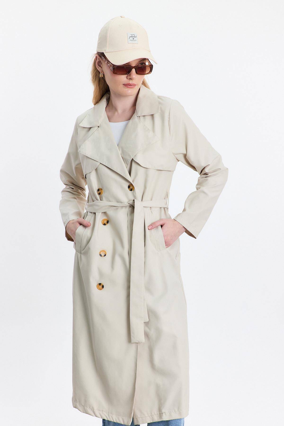 4104A Parçalı Trençkot Taş - 8