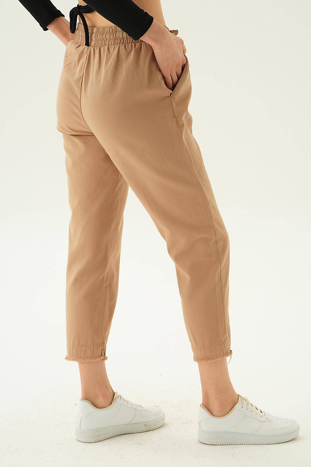 4228 Paça Püskül Pantolon Camel - Stilay