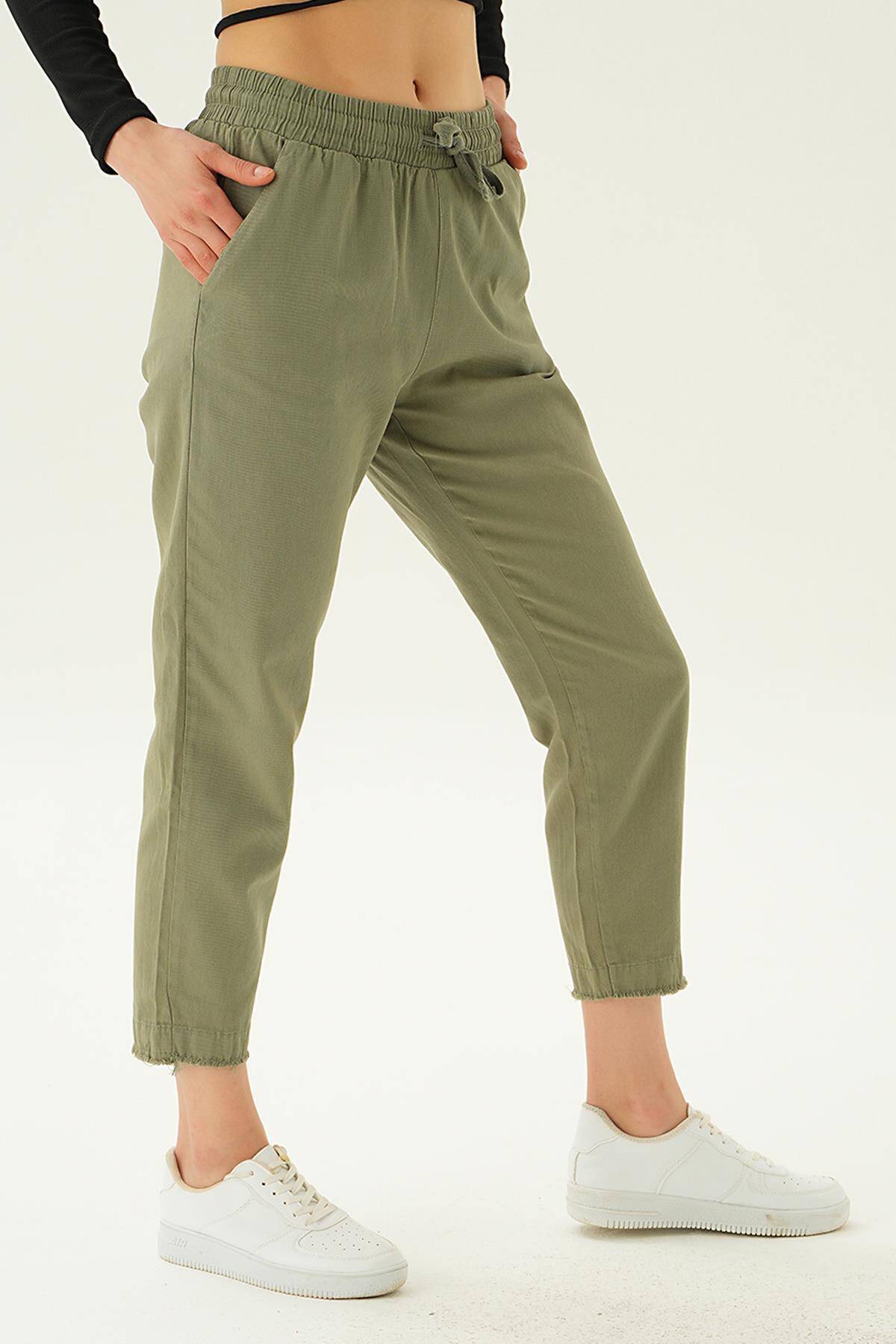 4228 Paça Püskül Pantolon Haki - Stilay