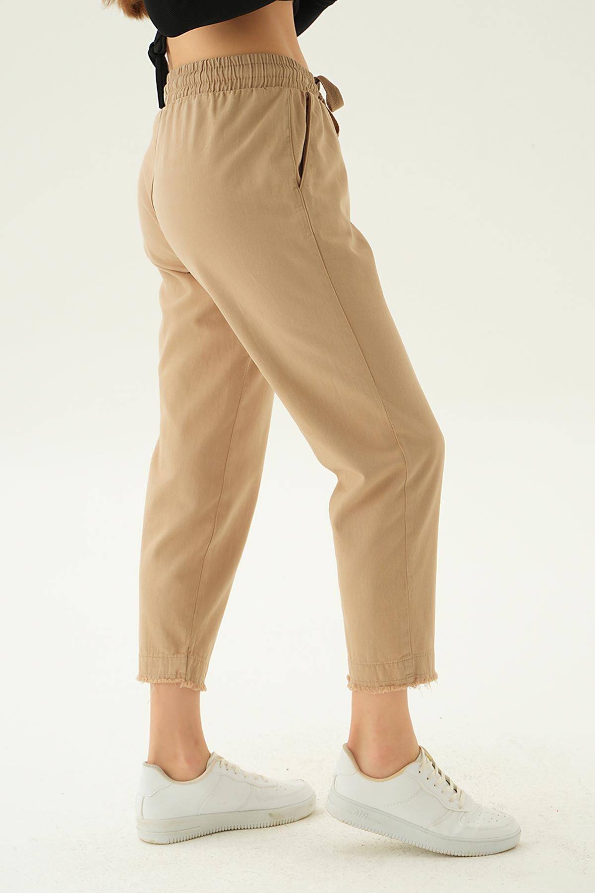 4228 Paça Püskül Pantolon Koyu Taş - Stilay