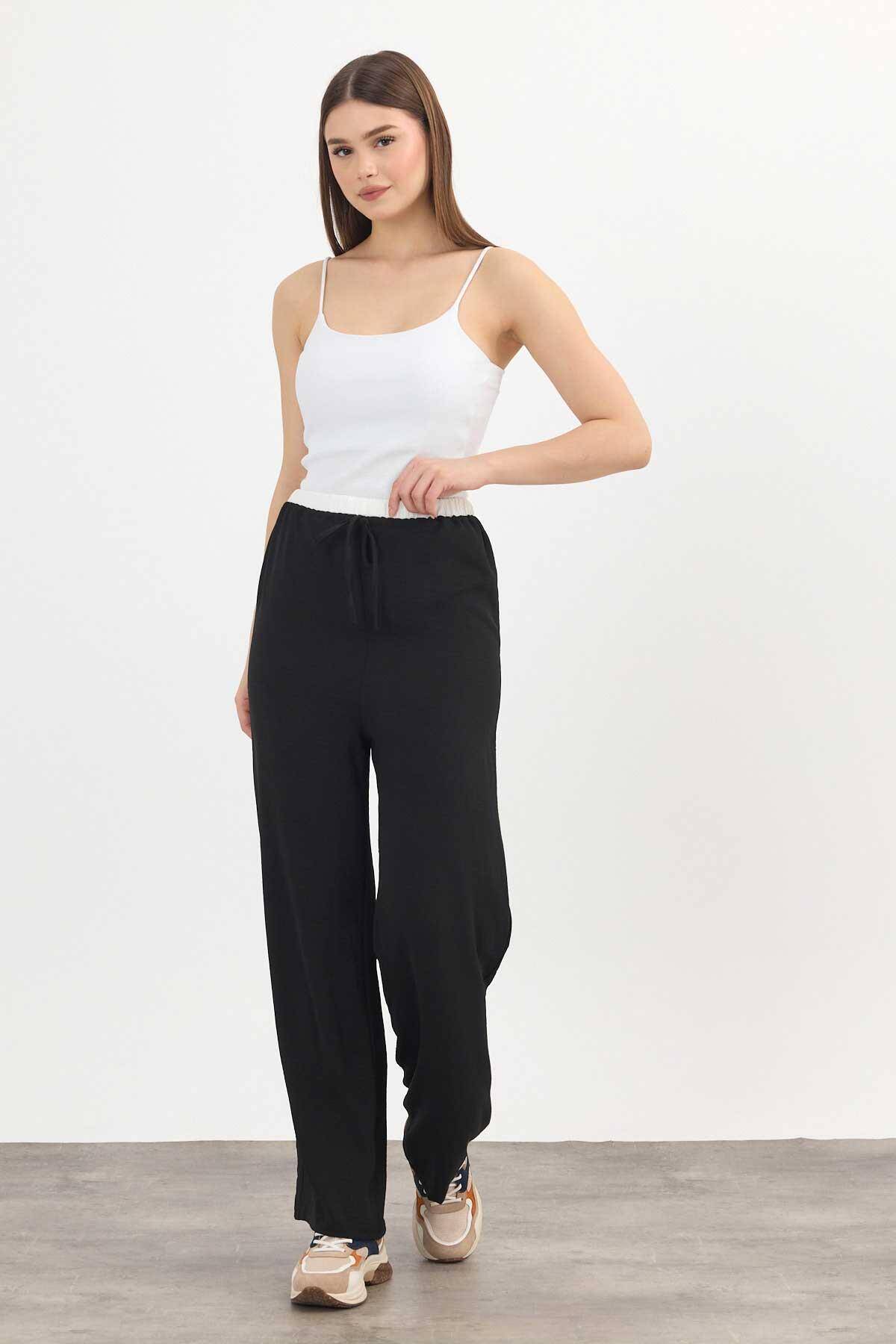 4327A Bol Paça Pantolon Siyah - Stilay