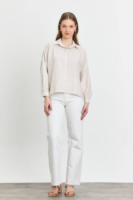 4340A Taş Detay Gömlek Bej - Stilay