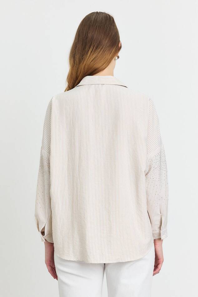 4340A Taş Detay Gömlek Bej - 5