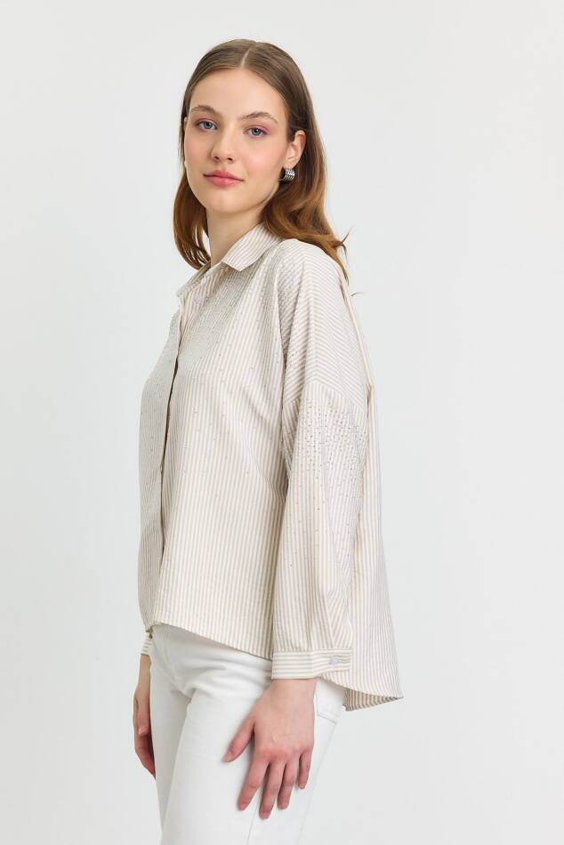 4340A Taş Detay Gömlek Bej - 8