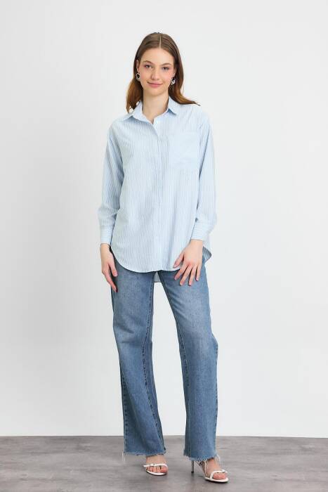 4360A Çizgili Gömlek Mavi - Stilay